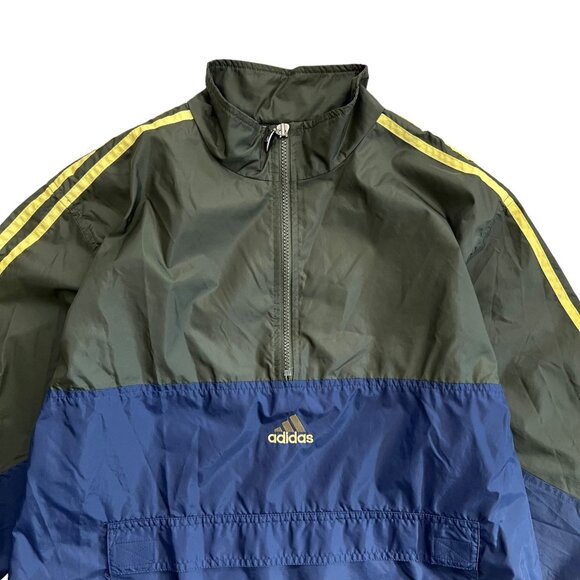 Vintage Adidas Mens 1/4 Zip Windbreaker Green Navy Large‎ Gorpcore Streetwear - Picture 3 of 15